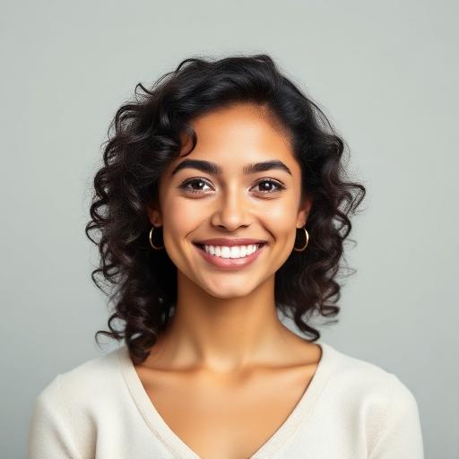 Portrait of a Resizely user with curly dark hair